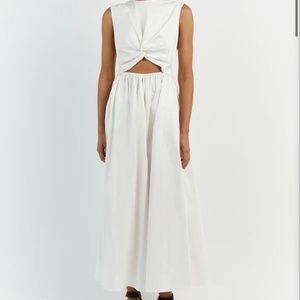 DISSH RAMSEY WHITE CUTOUT COTTON MIDI DRESS 4